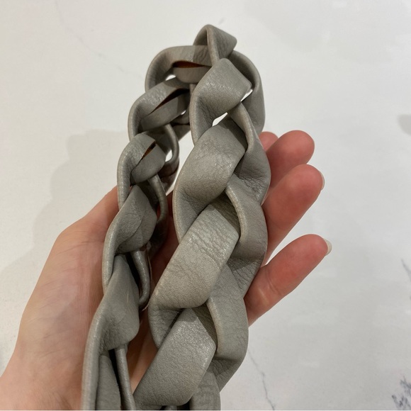 Grey Braided Belt, Woven, Faux Leather, Snap Closure (US M) - Picture 4 of 8